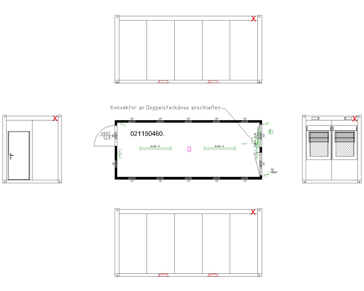 4x20' Bürocontainer CLASSIC Line