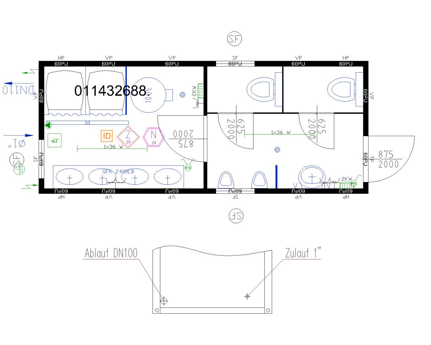 2x20' Dusch-/WC-Container